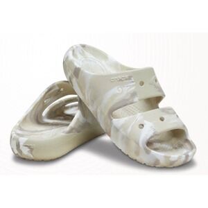 Crocs Classic Marbled Sandal V2 Comfort Tan White M7/W9  211563-2Y3 New In Bag